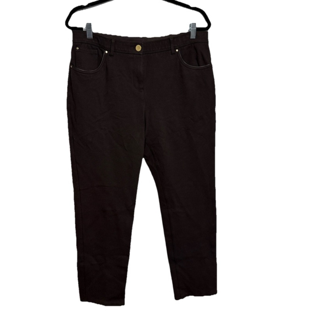 Chico's So Slimming Pants SZ 2 Short Brown Straight Leg Trousers Comfort Classic - Picture 2 of 9